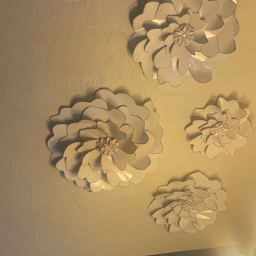 Z Gallerie Cream Floral Wall Art Trio